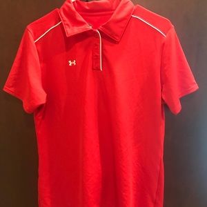 Under Armour polo ladies three button placket. Red